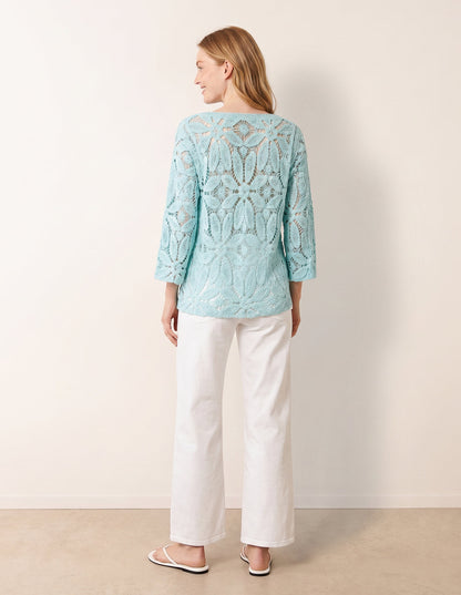Flower Crochet Long Sleeve Top
