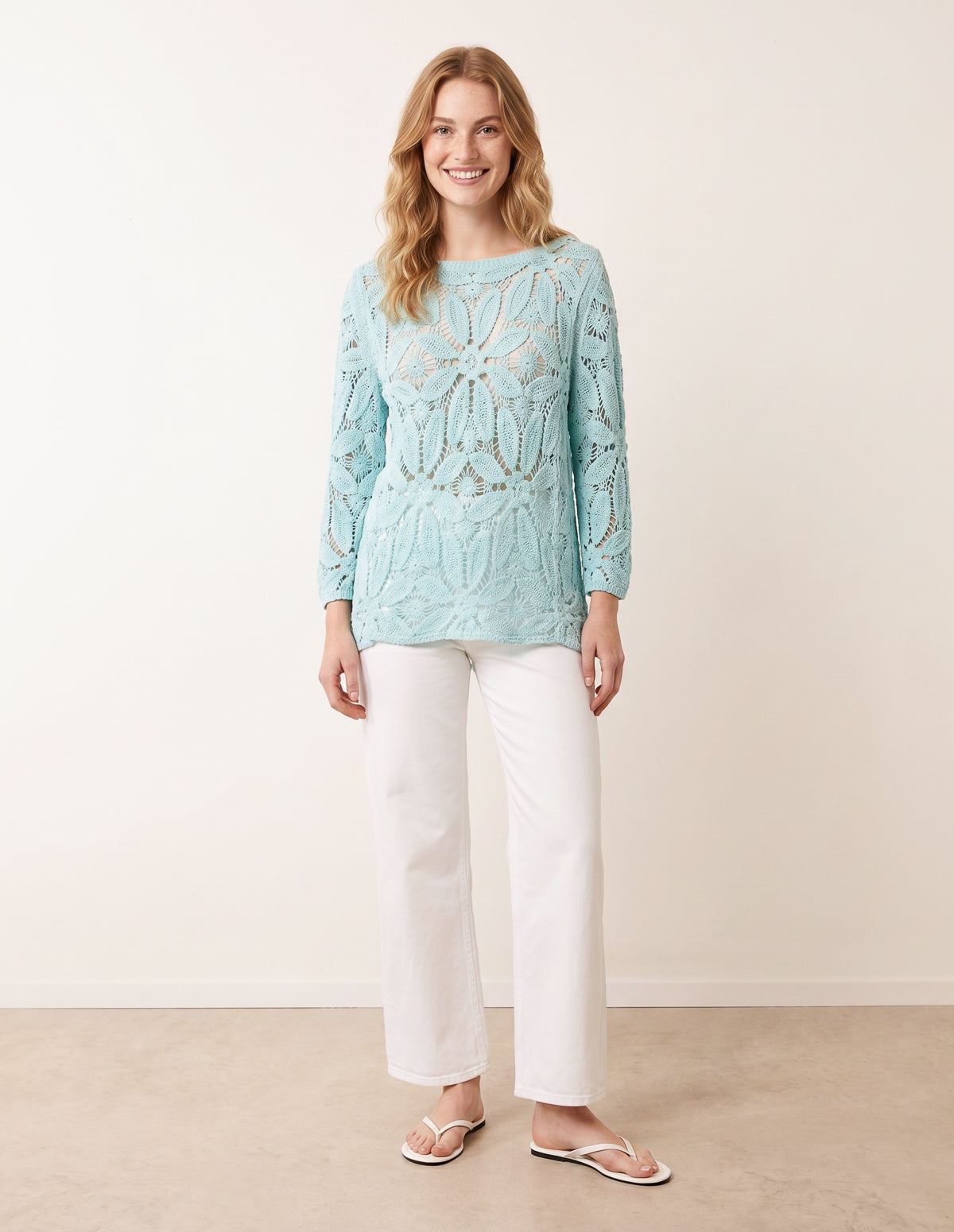 Flower Crochet Long Sleeve Top