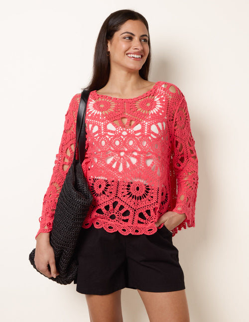 Crochet Top With Flared Sleeves