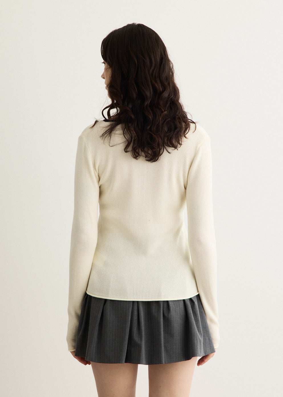 Buttoned Round-Neck Knit Top