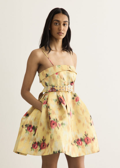 Printed Duchesse Bubble Mini Dress