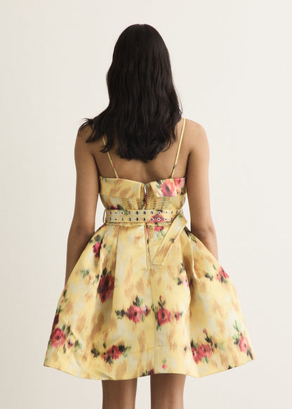 Printed Duchesse Bubble Mini Dress