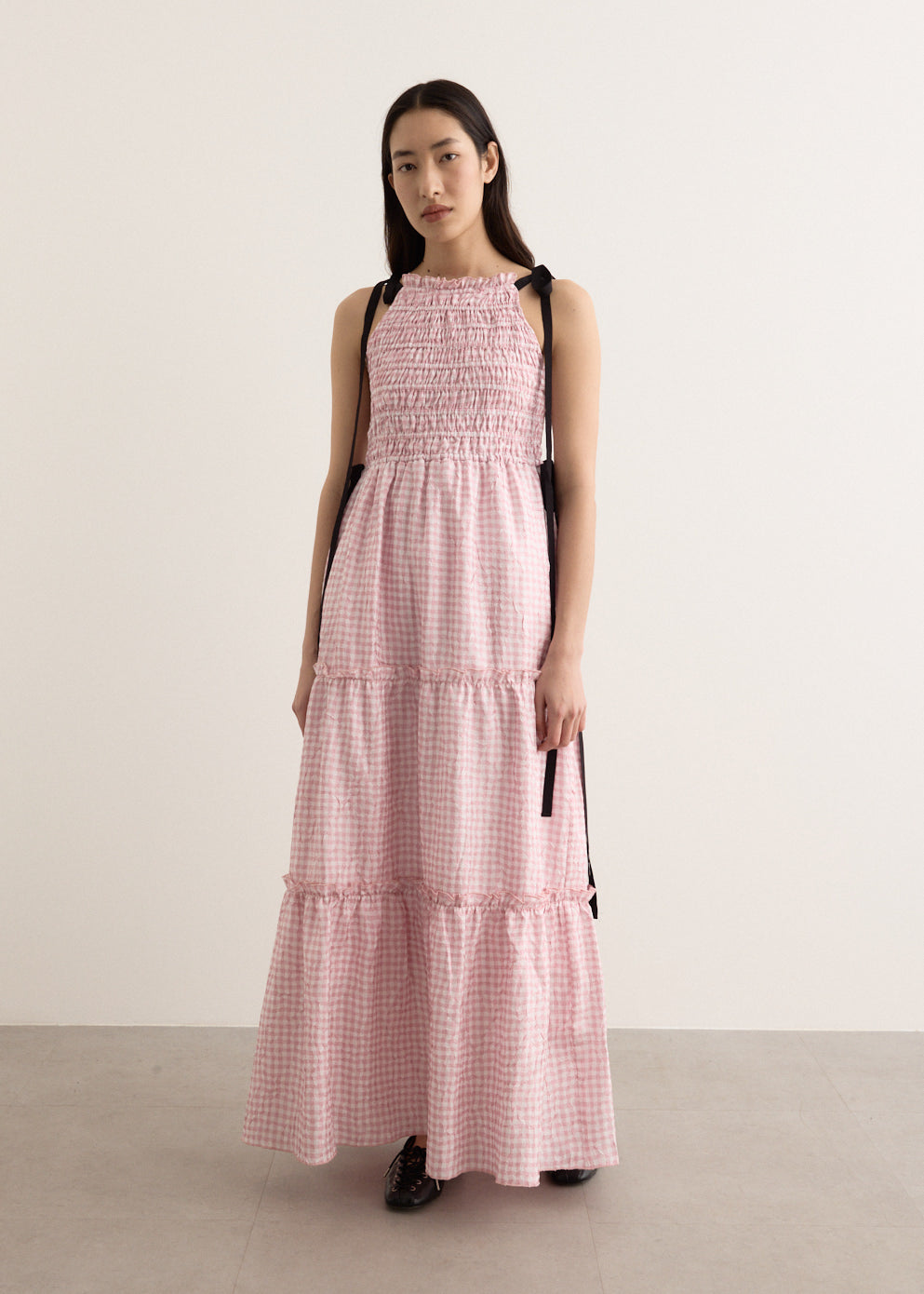 Shibori Pleat Maxi Smock Slip Dress
