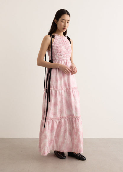 Shibori Pleat Maxi Smock Slip Dress