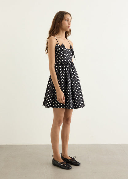 Printed Double Satin Mini Strap Dress