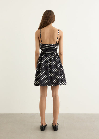 Printed Double Satin Mini Strap Dress
