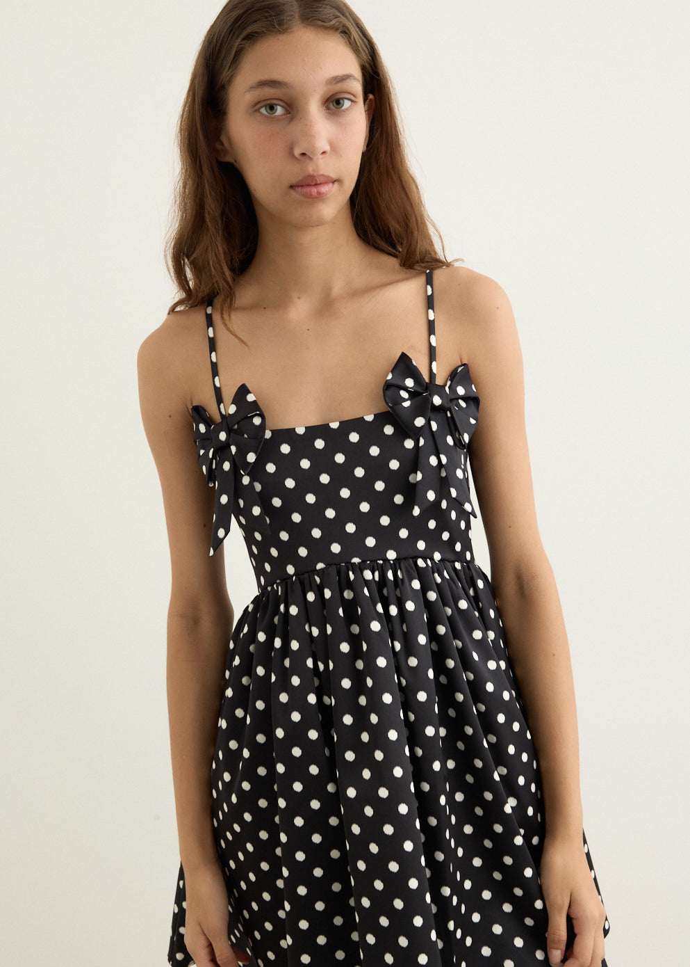 Printed Double Satin Mini Strap Dress