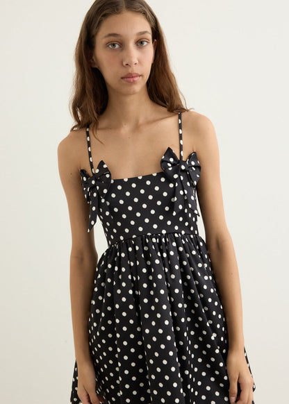 Printed Double Satin Mini Strap Dress