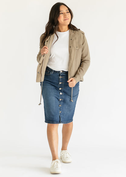 Zana Front Button Denim Midi Skirt - FINAL SALE