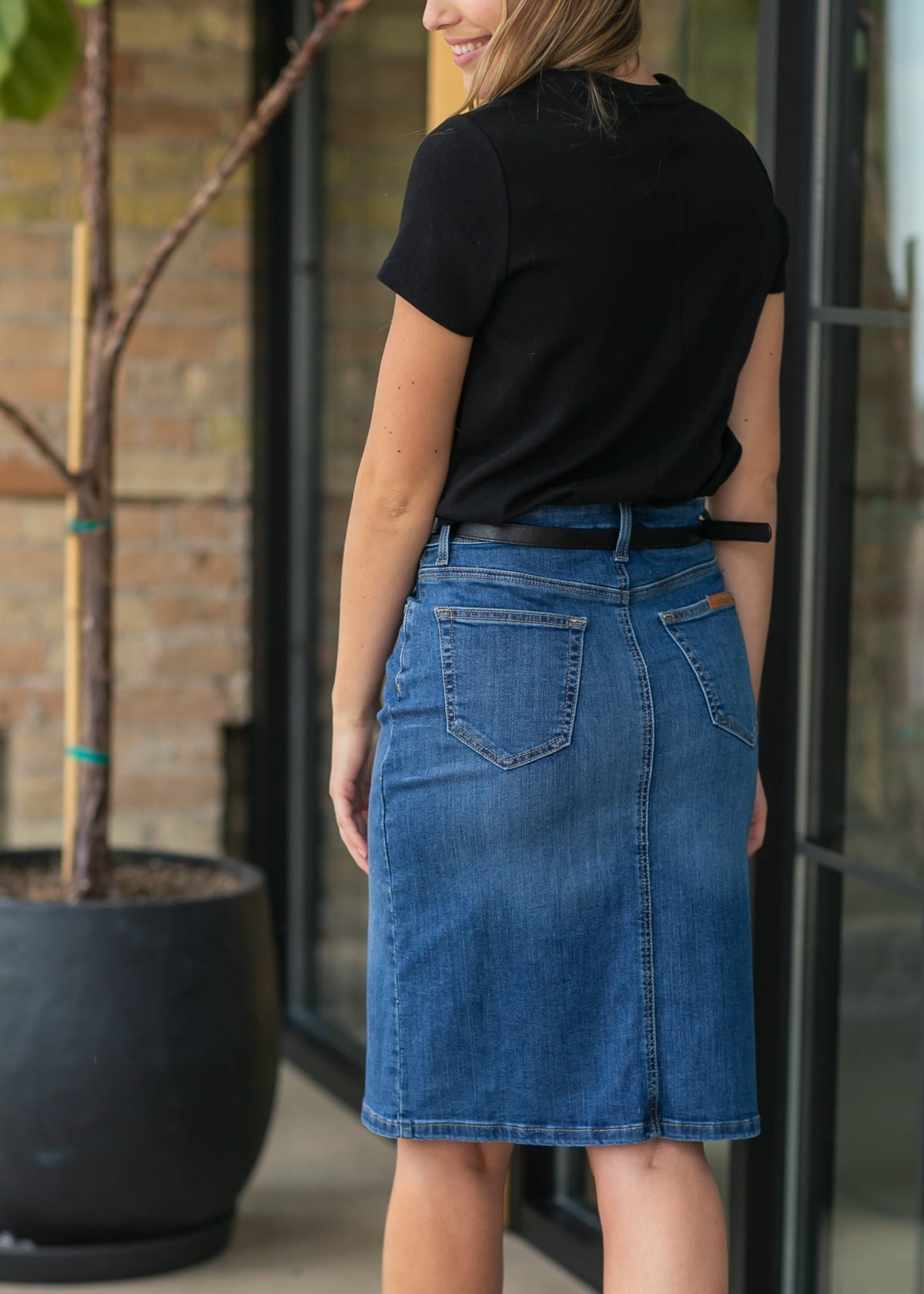 Zana Front Button Denim Midi Skirt - FINAL SALE