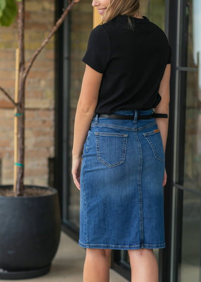 Zana Front Button Denim Midi Skirt - FINAL SALE