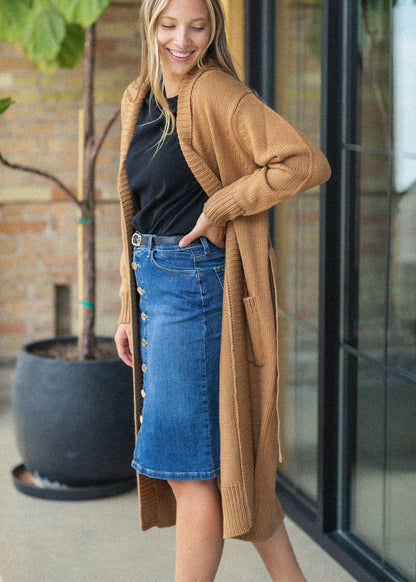 Zana Front Button Denim Midi Skirt - FINAL SALE