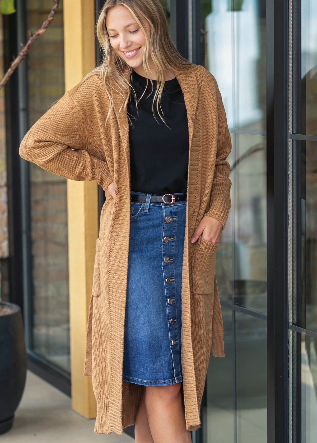 Zana Front Button Denim Midi Skirt - FINAL SALE