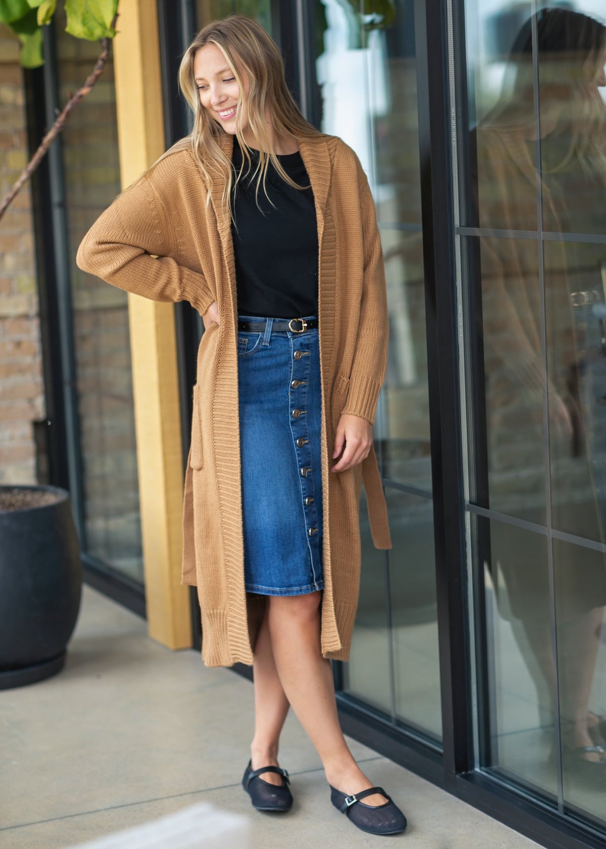 Zana Front Button Denim Midi Skirt - FINAL SALE