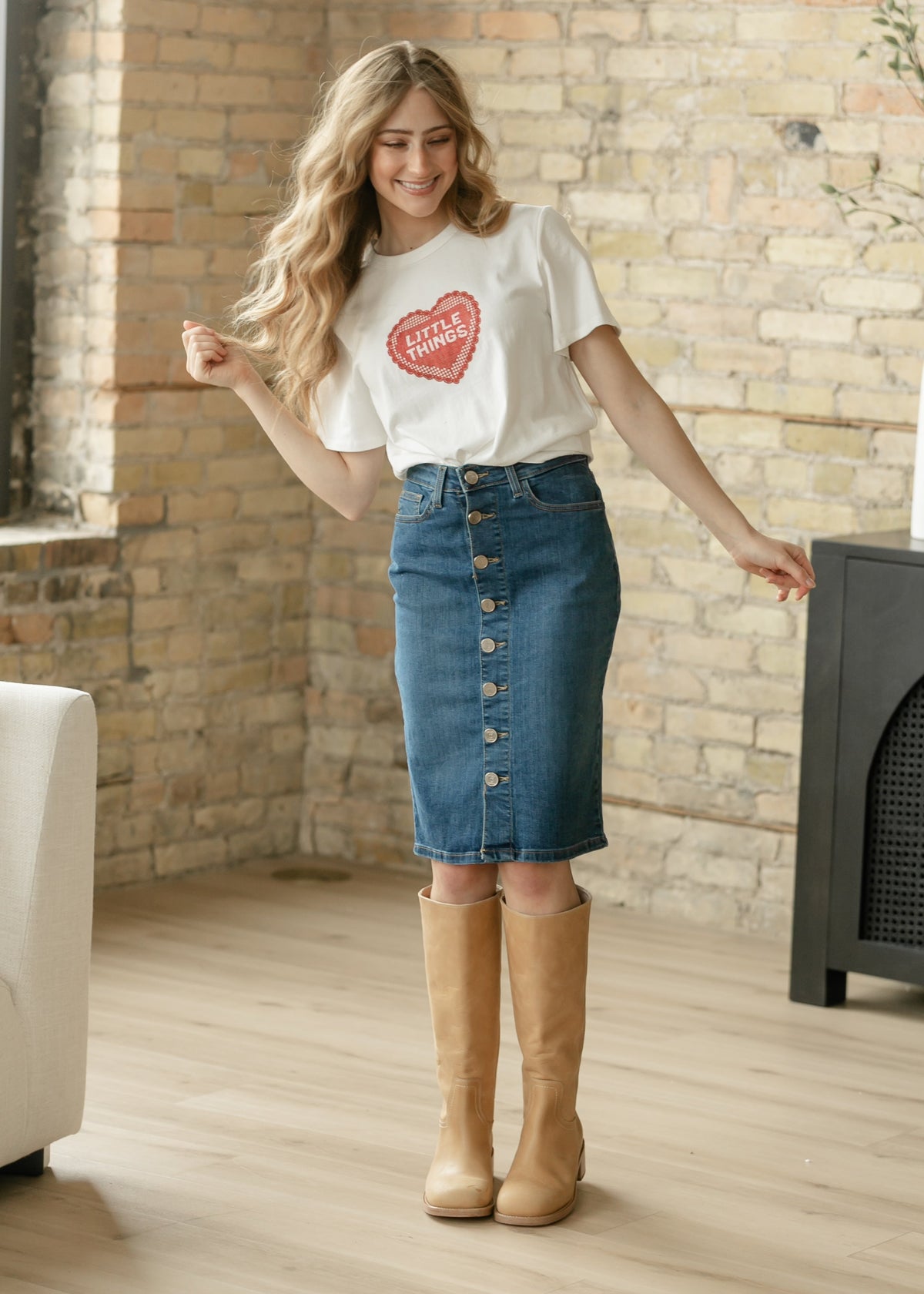 Zana Front Button Denim Midi Skirt - FINAL SALE